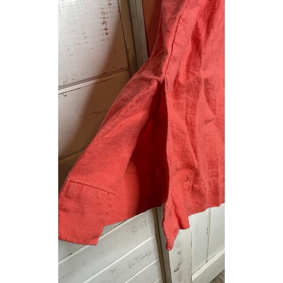 Athleta Playa Linen Wide Leg Crop Pant Beachy Boho Lagenlook Coral Culottes 12 - Picture 6 of 10